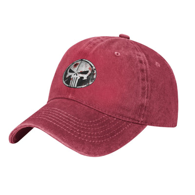 Casual Punisher Blood Baseball Caps for Men Women Distressed Cotton Sun Cap  Outdoor Running Golf Gift Caps Hat Red / One Size