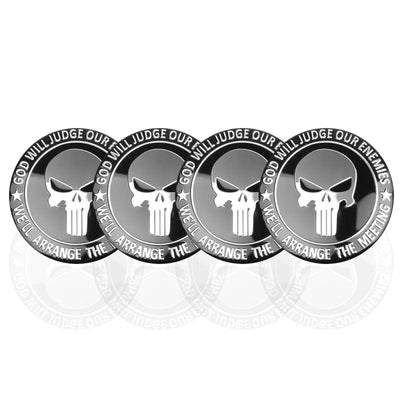 ACTION AIRSOFT 0 Noir - Argent Centre de roue voiture Punisher 56mm 4 pcs