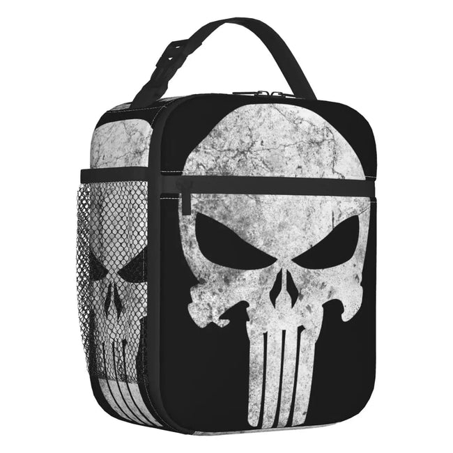 Custom Punisher Skull Grunge Insulated Lunch Bags for Women Portable Thermal Cooler Food Lunch Box Work School Travel 1 / Lunch Bag