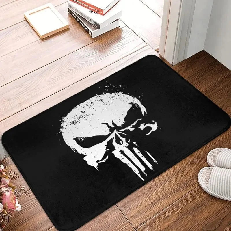 Custom Vintage Skeleton Punisher Skull Doormat Anti-Slip Entrance Kitchen Bath Door Floor Mats Garage Rug Carpet Footpad