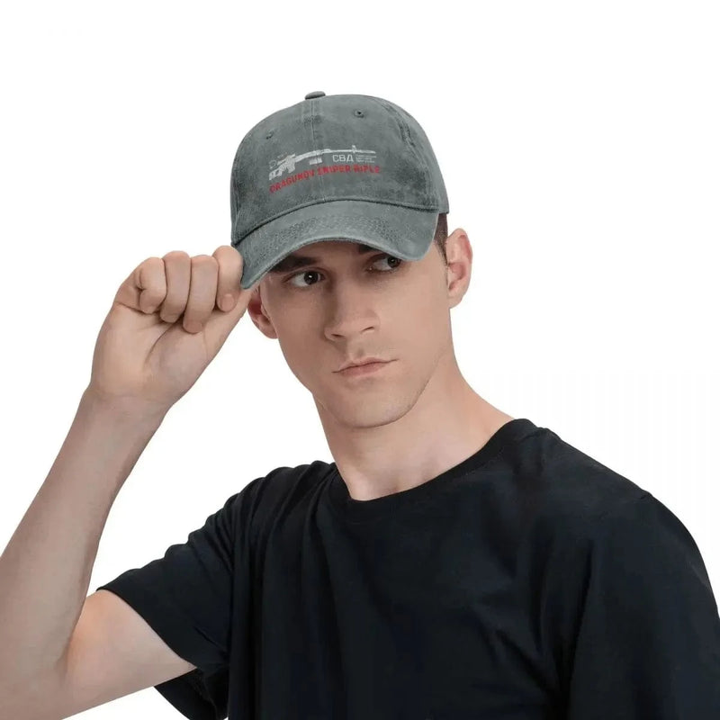 Dragunov Sniper Rifle On Dark Fashion Stylish A Baseball Cap