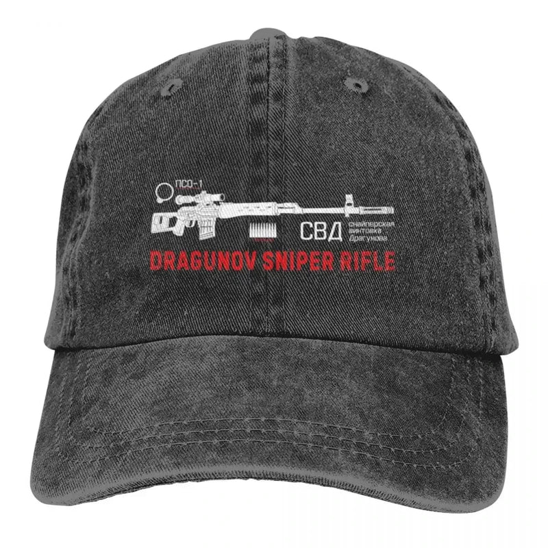 Dragunov Sniper Rifle On Dark Fashion Stylish A Baseball Cap black / One Size