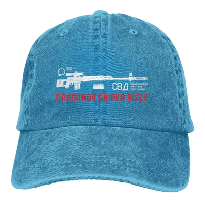Dragunov Sniper Rifle On Dark Fashion Stylish A Baseball Cap Blue / One Size