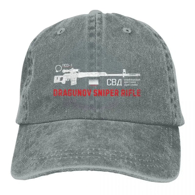 Dragunov Sniper Rifle On Dark Fashion Stylish A Baseball Cap GRAY / One Size