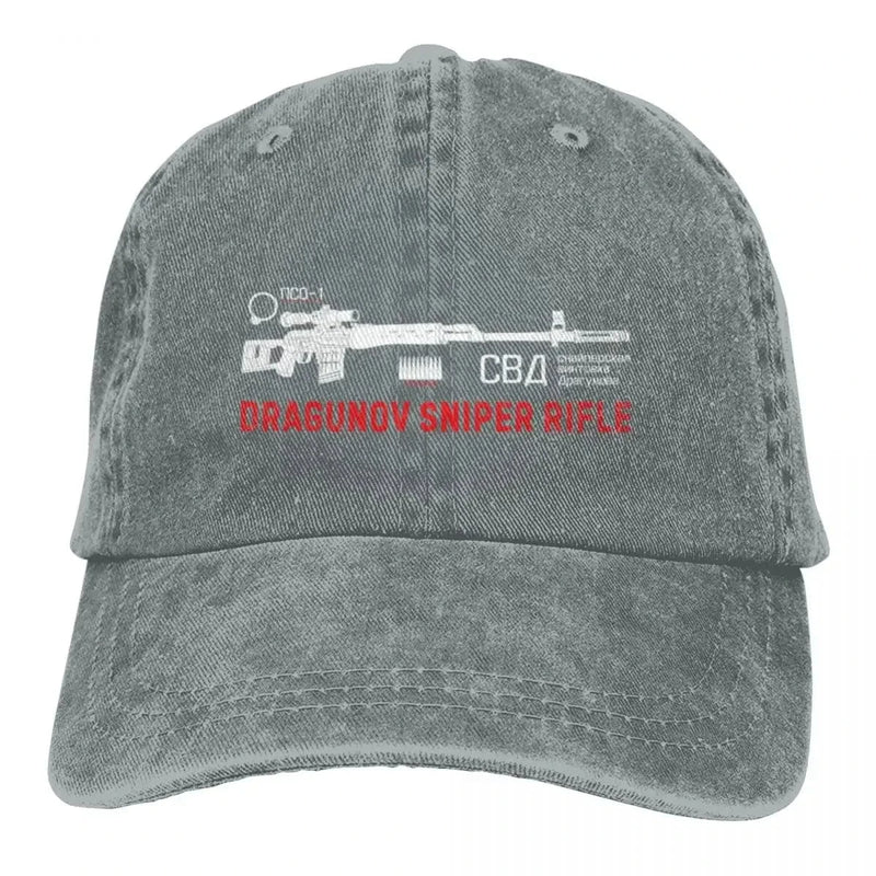 Dragunov Sniper Rifle On Dark Fashion Stylish A Baseball Cap GRAY / One Size