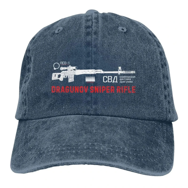 Dragunov Sniper Rifle On Dark Fashion Stylish A Baseball Cap Navy Blue / One Size