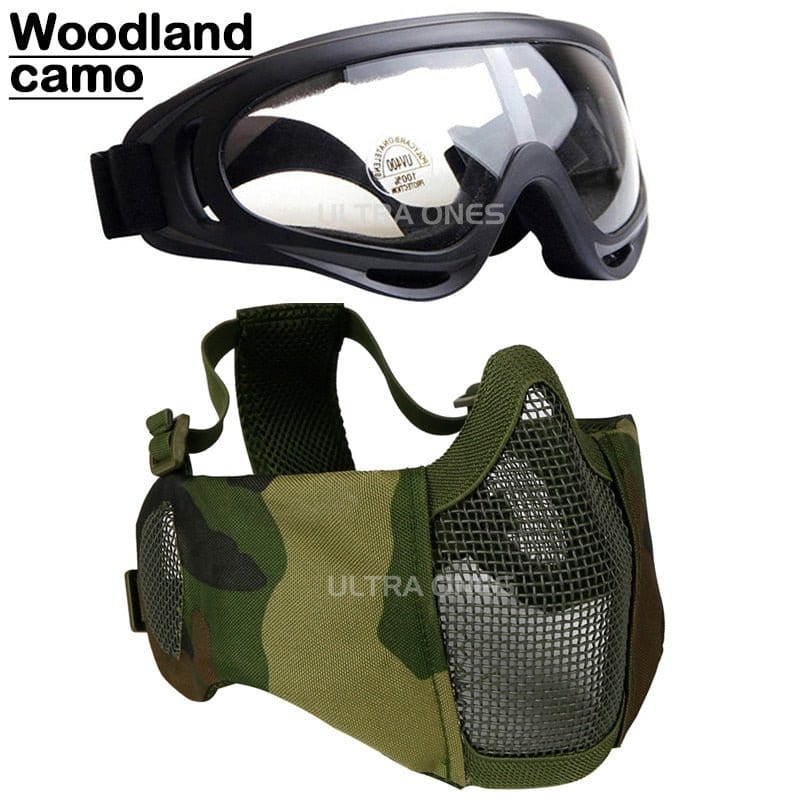 ACTION AIRSOFT 0 Woodland camo Ensemble masque/lunettes Ultra Ones