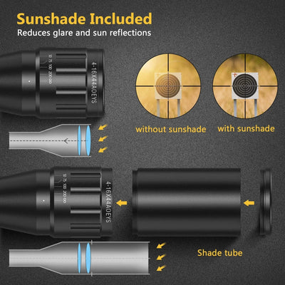 Action Airsoft A SET OF ITEM EZSHOOT 4-16x44 Riflescope Red Green Illuminated Reticle Crosshair Optics Scope Sight with Locking Turret Sunshade Hunting