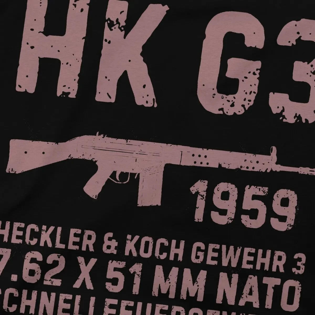 Fun HK G3 German Assault Rifle Classic T-Shirt for Men Round Neck Cotton T Shirt Heckler Koch HK Short Sleeve Tees Clothes