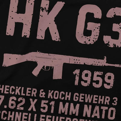 Fun HK G3 German Assault Rifle Classic T-Shirt for Men Round Neck Cotton T Shirt Heckler Koch HK Short Sleeve Tees Clothes