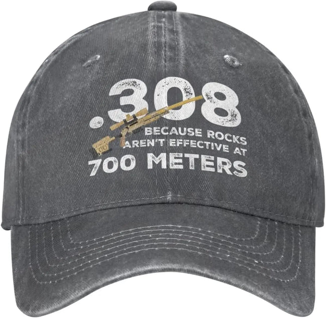 Funny Hat 308 Because Rocks aren't Effective at 700 Meters Hat Women Dad Hats Fashionable Hats 2 / Adjustable