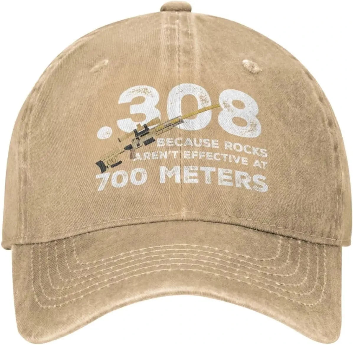 Funny Hat 308 Because Rocks aren't Effective at 700 Meters Hat Women Dad Hats Fashionable Hats 5 / Adjustable