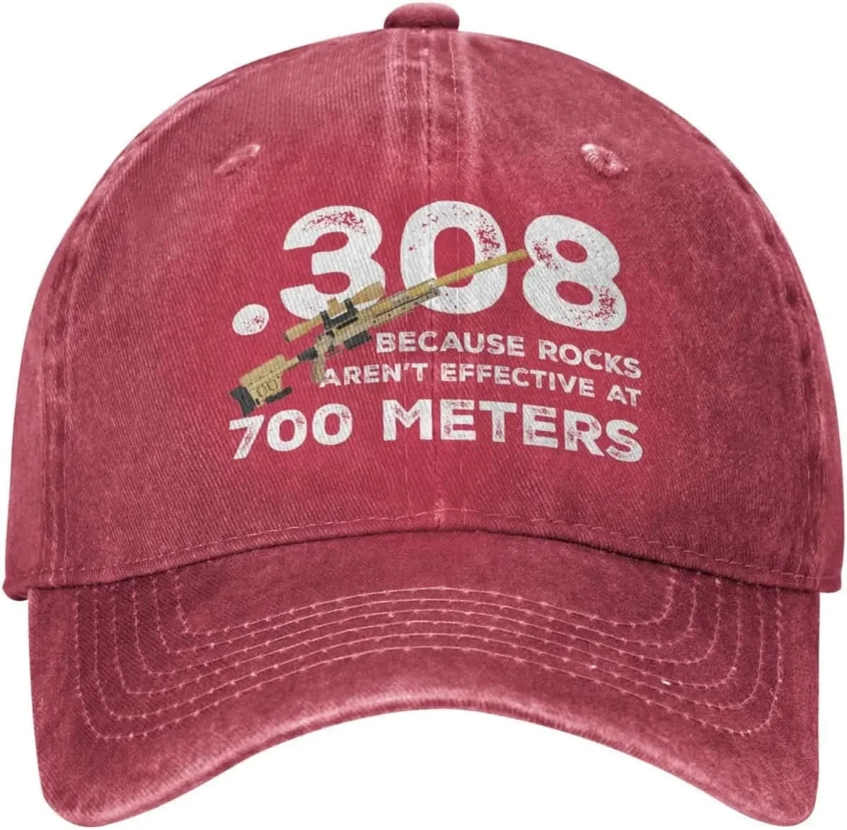 Funny Hat 308 Because Rocks aren't Effective at 700 Meters Hat Women Dad Hats Fashionable Hats 6 / Adjustable