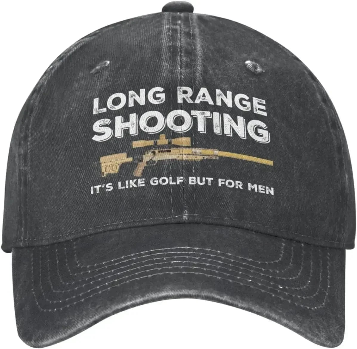 Funny Hat Long Ranges Shooting It's Like Golf But for Men Hat for Men Dad Hats Vintage Cap black / Adjustable