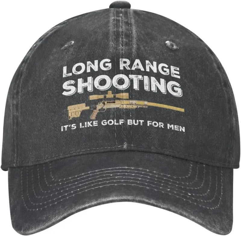 Funny Hat Long Ranges Shooting It's Like Golf But for Men Hat for Men Dad Hats Vintage Cap black / Adjustable