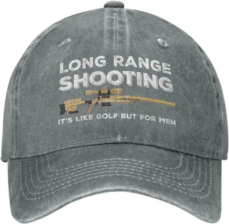 Funny Hat Long Ranges Shooting It's Like Golf But for Men Hat for Men Dad Hats Vintage Cap Gray / Adjustable