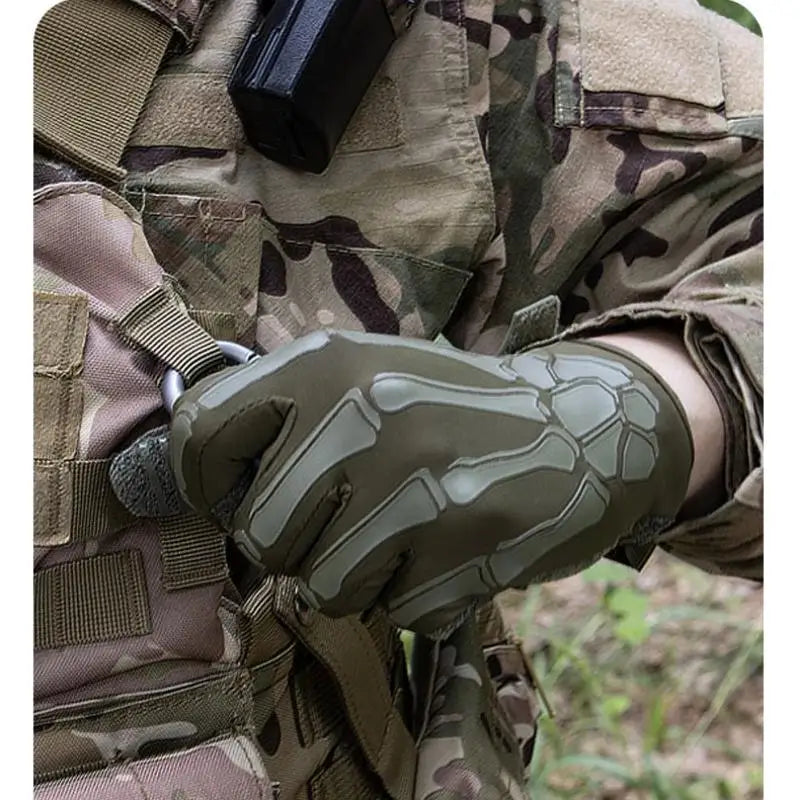 Gants de moto unisexes pour écran tactile, en soie glacée respirante avec squelette antidérapant, gants tactiques à doigt complet
