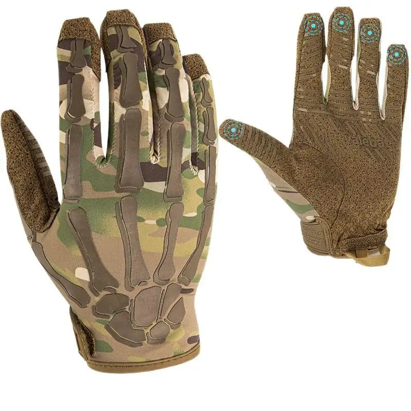 Gants de moto unisexes pour écran tactile, en soie glacée respirante avec squelette antidérapant, gants tactiques à doigt complet
