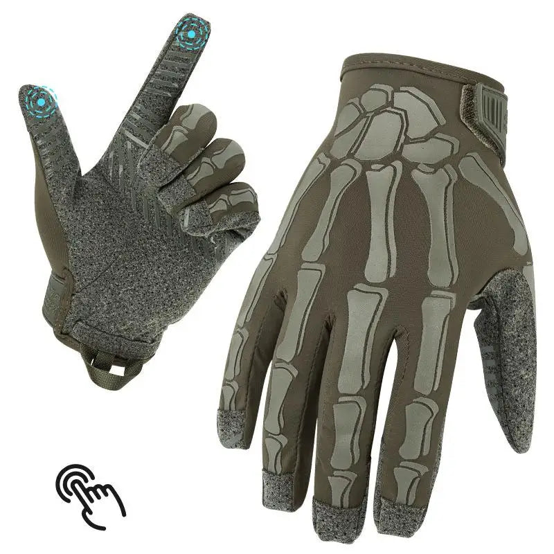 Gants de moto unisexes pour écran tactile, en soie glacée respirante avec squelette antidérapant, gants tactiques à doigt complet