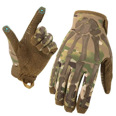 Gants de moto unisexes pour écran tactile, en soie glacée respirante avec squelette antidérapant, gants tactiques à doigt complet