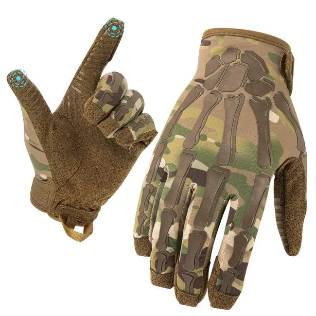 Gants de moto unisexes pour écran tactile, en soie glacée respirante avec squelette antidérapant, gants tactiques à doigt complet