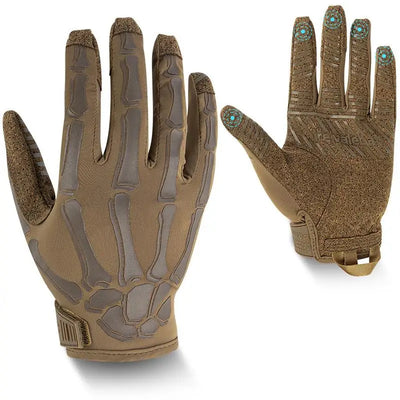 Gants de moto unisexes pour écran tactile, en soie glacée respirante avec squelette antidérapant, gants tactiques à doigt complet S / brown