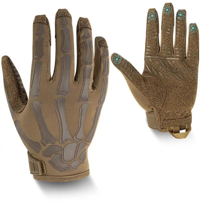 Gants de moto unisexes pour écran tactile, en soie glacée respirante avec squelette antidérapant, gants tactiques à doigt complet S / brown