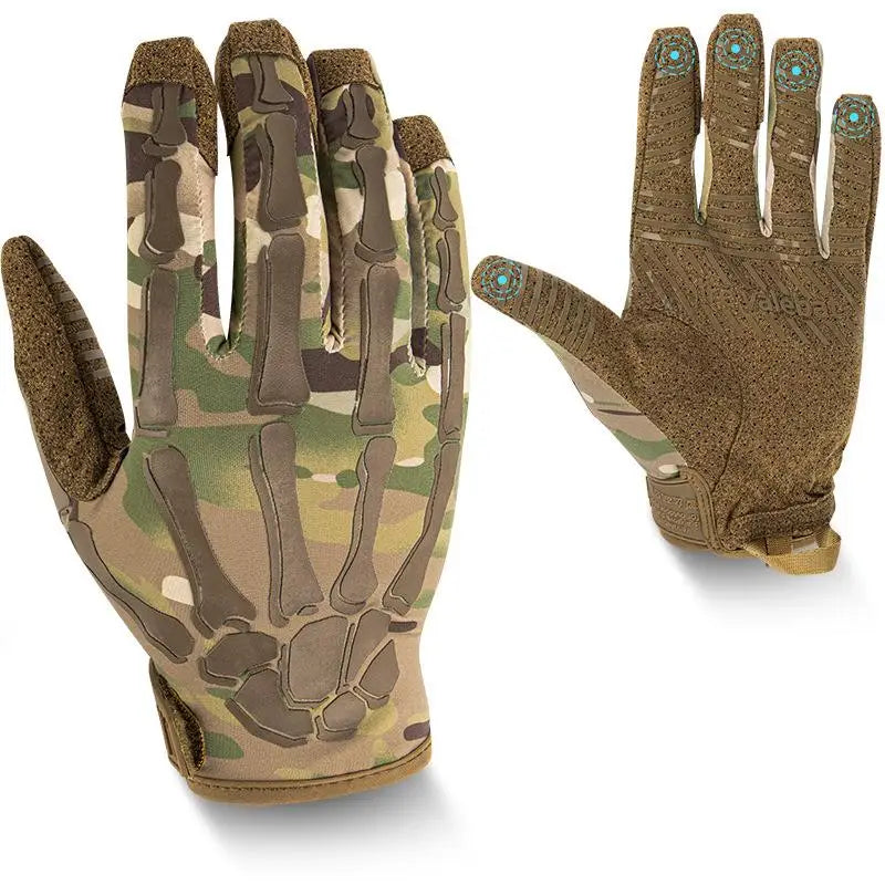 Gants de moto unisexes pour écran tactile, en soie glacée respirante avec squelette antidérapant, gants tactiques à doigt complet S / camouflage