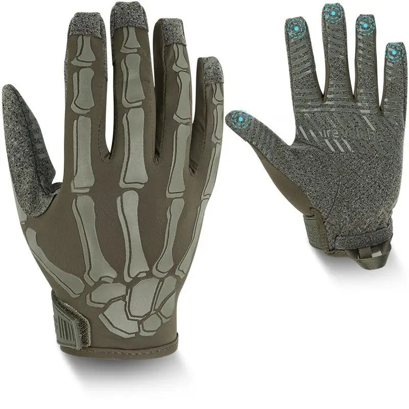 Gants de moto unisexes pour écran tactile, en soie glacée respirante avec squelette antidérapant, gants tactiques à doigt complet S / green
