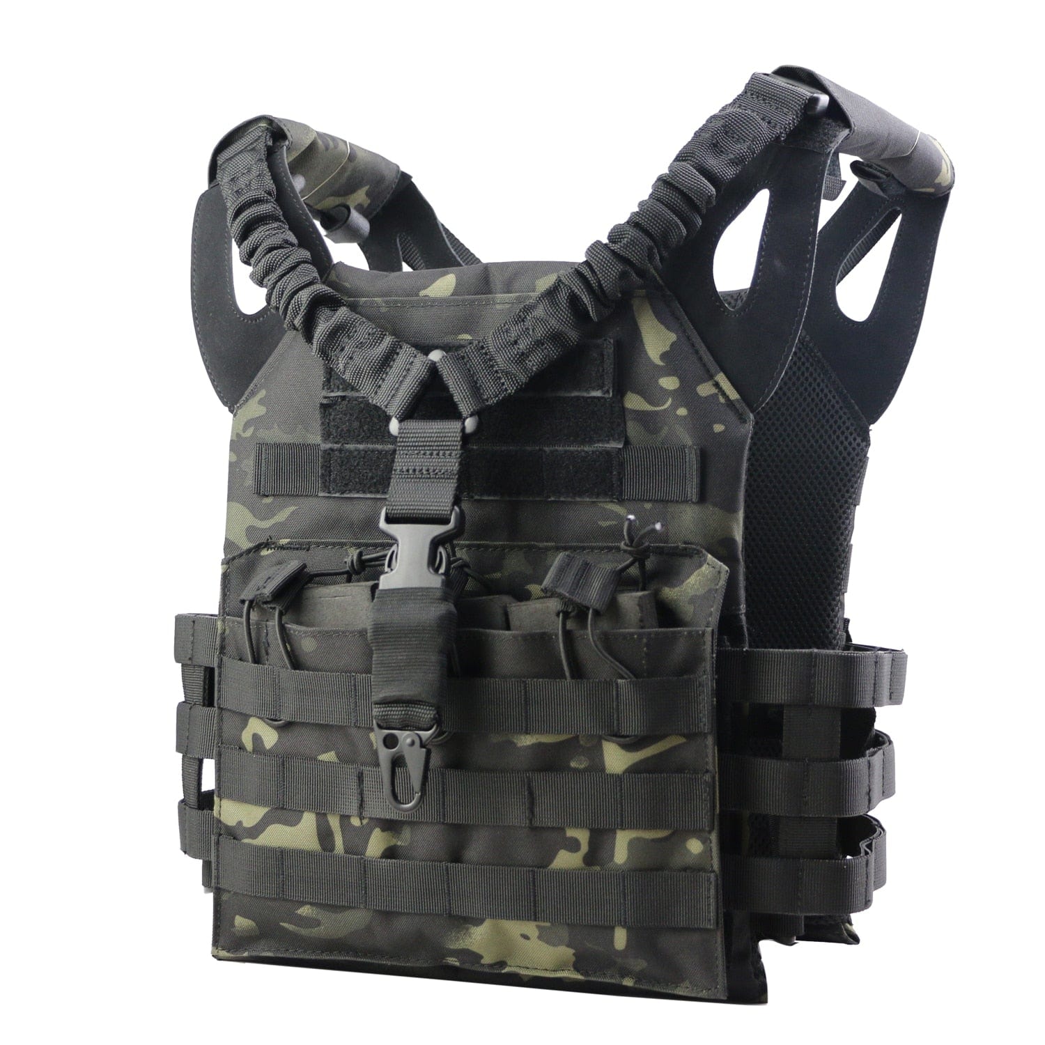 Gilet Tactique Léger Avec Système MOLLE Découpé Laser - Porte-plaques V2, Réglable, Pour Airsoft, Chasse, Sport Outdoor