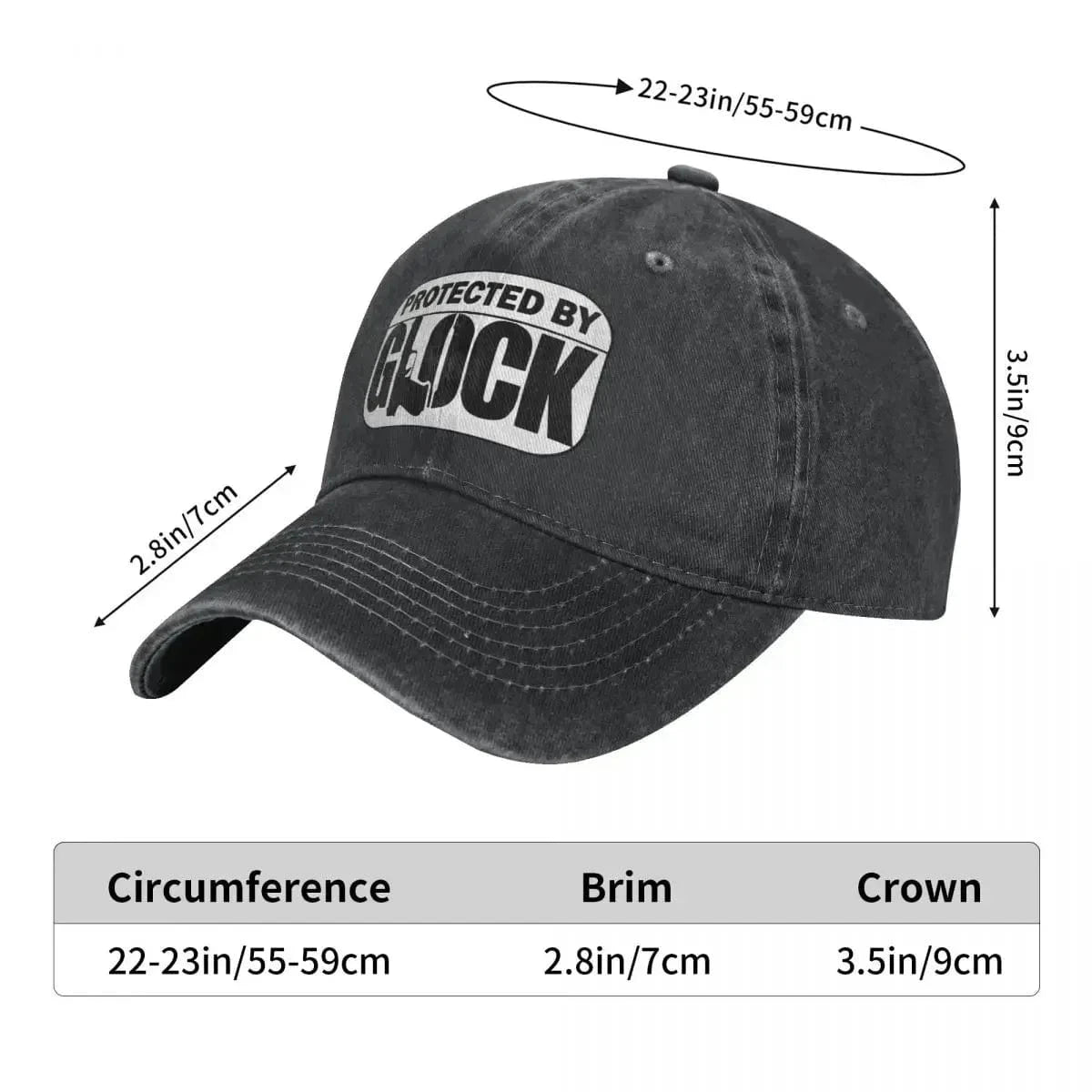 Glock Gun Baseball Caps Fashion Distressed Washed Tactical Shooting Snapback Hat Unisex Style Outdoor Running Golf Caps Hat