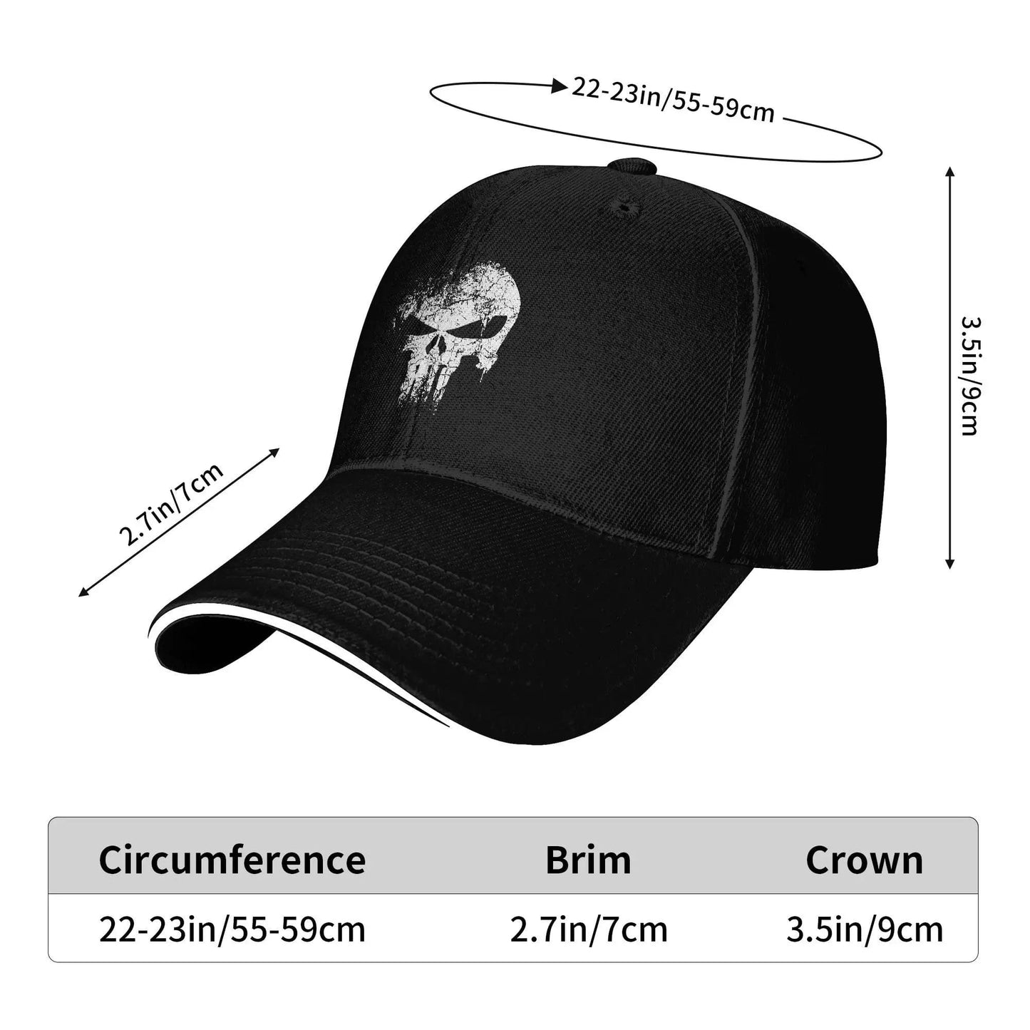 Gothic Skull Movie Baseball Cap Sandwich Hats Unisex Adjustable Dad Hat Sport Hat God Will Judge Ourenemies We Will Arrange