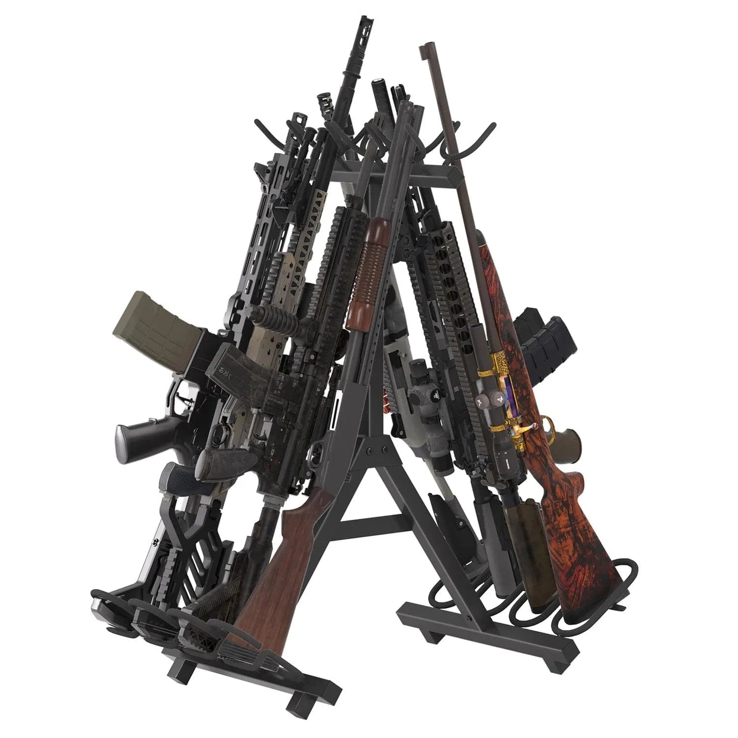 Gun Rack 8-Slot Multifunctional Gun Equipment Storage Rack Hunting Weapon Display Rack Shotgun Rifle Indoor Metal Display Stand Gun Rack