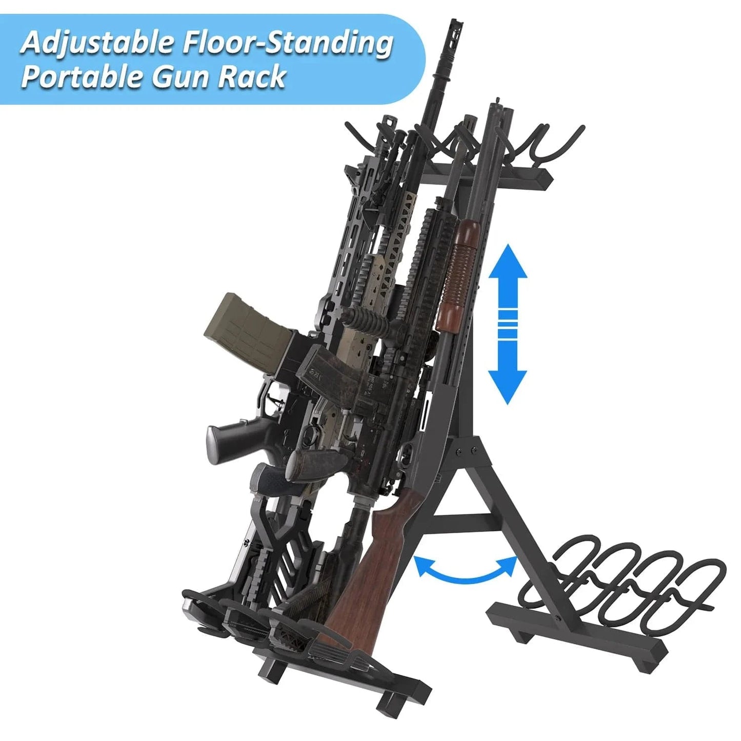 Gun Rack 8-Slot Multifunctional Gun Equipment Storage Rack Hunting Weapon Display Rack Shotgun Rifle Indoor Metal Display Stand Gun Rack