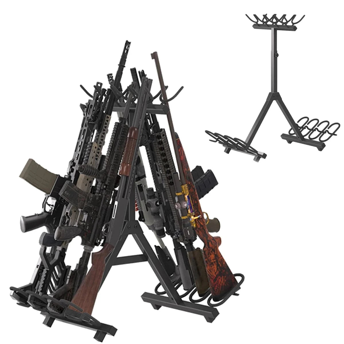 Gun Rack 8-Slot Multifunctional Gun Equipment Storage Rack Hunting Weapon Display Rack Shotgun Rifle Indoor Metal Display Stand Gun Rack