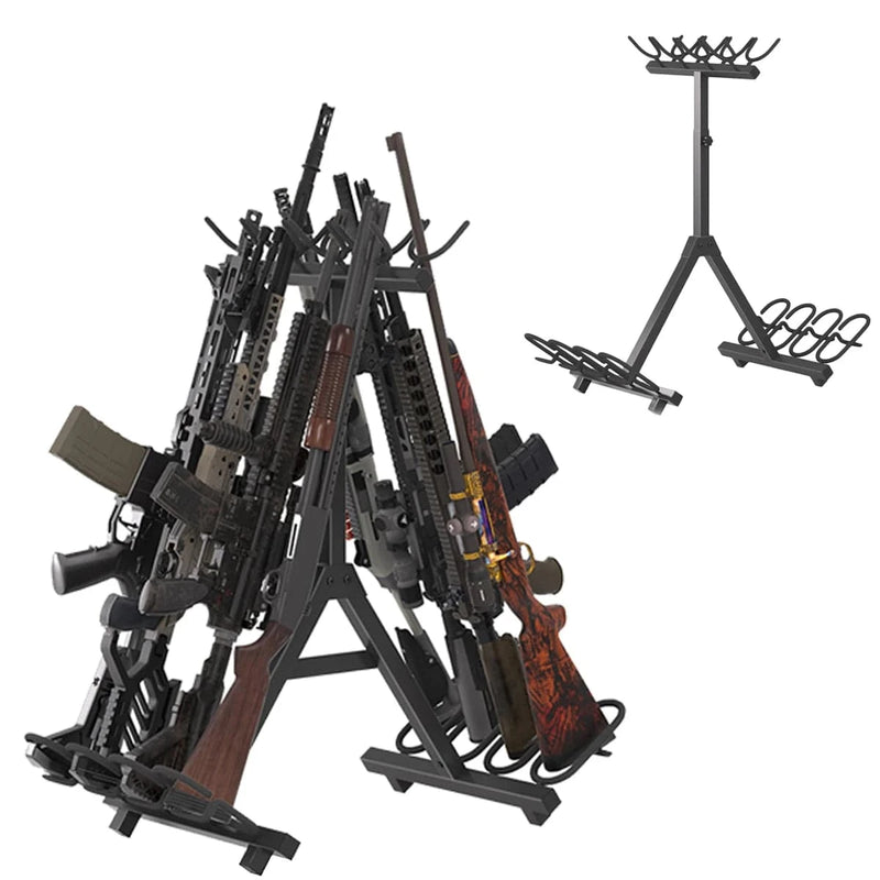 Gun Rack 8-Slot Multifunctional Gun Equipment Storage Rack Hunting Weapon Display Rack Shotgun Rifle Indoor Metal Display Stand Gun Rack