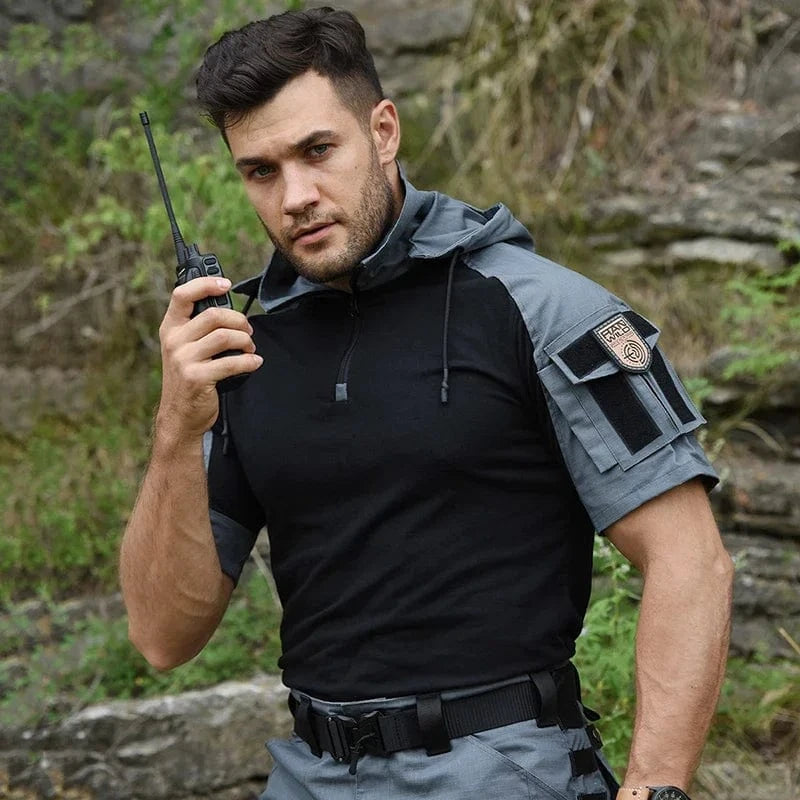 HAN WILD Hiking T-Shirt Tactical Shirt Summer Camouflage Wear Resistant Shirt Camping Hunting Shirt Casual Pants Men Clothing