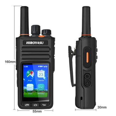 Hiroyasu HI-B8 2G 3G 4G LTE Cellular Network WIFI PoC FM Walkie Talkie 2GB+16GB Android9.0 Phone Call GPS 2.4"Touch Screen Radio