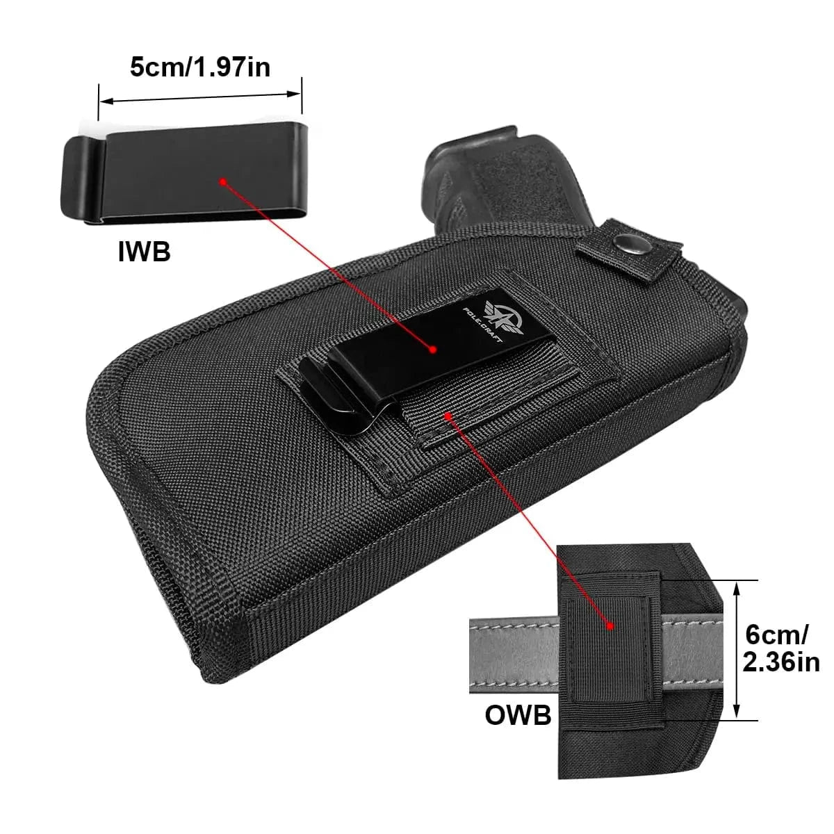 Holster pistolet 9/40/45. POLE.CRAFT ambidextre