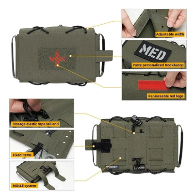 IDOGEAR Tactical Medical Pouch Detachable First Aid Kit Laser Cut MOLLE Emergency Survival Bag for Outdoor Travel Hiking 35132