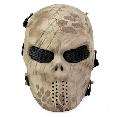 Iron Blood Skull Tactical Soldier Mask CS Field Full Face Breathable Face Protection Cycling All Terrain Camouflage Field Mask Desert Python