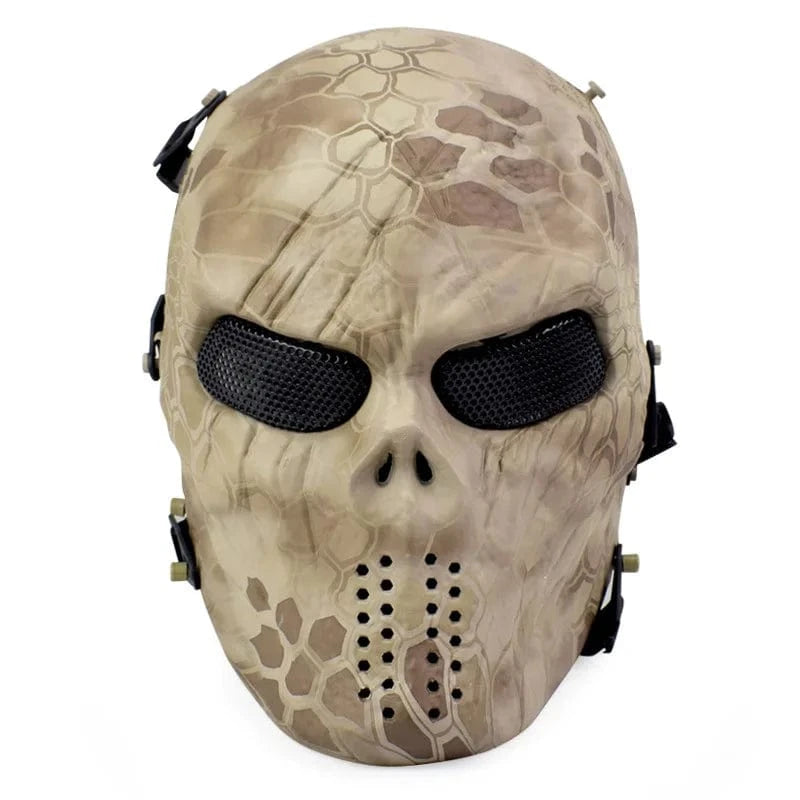 Iron Blood Skull Tactical Soldier Mask CS Field Full Face Breathable Face Protection Cycling All Terrain Camouflage Field Mask Desert Python