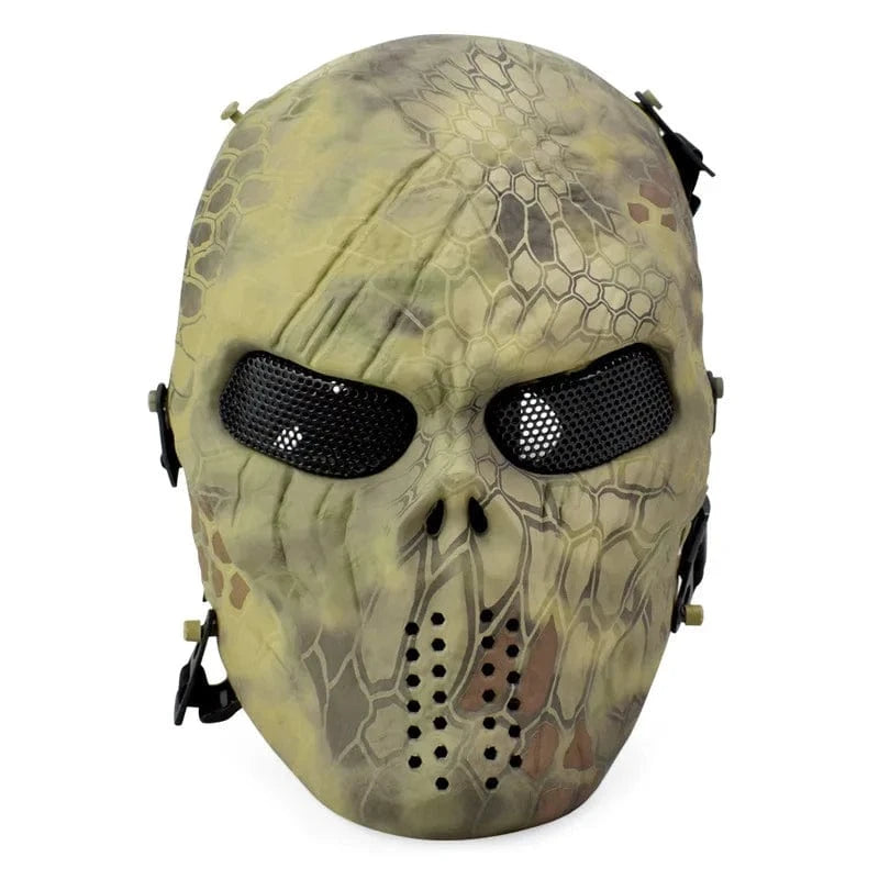 Iron Blood Skull Tactical Soldier Mask CS Field Full Face Breathable Face Protection Cycling All Terrain Camouflage Field Mask Jungle Python