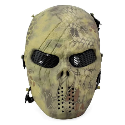 Iron Blood Skull Tactical Soldier Mask CS Field Full Face Breathable Face Protection Cycling All Terrain Camouflage Field Mask Jungle Python