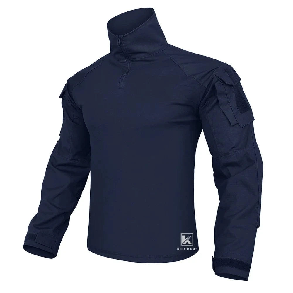 KRYDEX Combat Shirt with Elbow Pads For Hunting Outdoor Tops Tactical Clothes MC Tiger Stripes Shirts BU / XXXL / United States