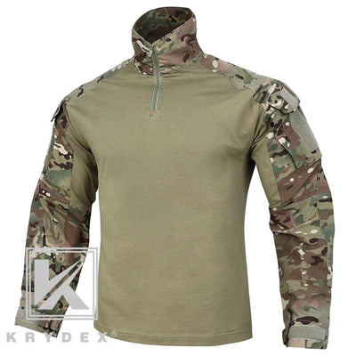 KRYDEX Combat Shirt with Elbow Pads For Hunting Outdoor Tops Tactical Clothes MC Tiger Stripes Shirts MC / XL / United States