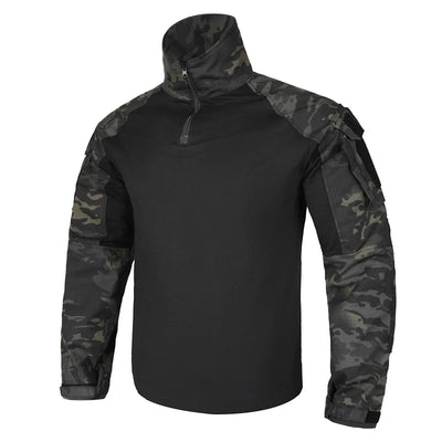 KRYDEX Combat Shirt with Elbow Pads For Hunting Outdoor Tops Tactical Clothes MC Tiger Stripes Shirts MCBK / XL / United States