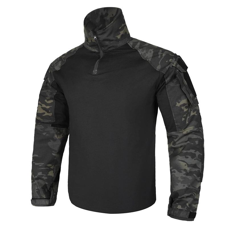 KRYDEX Combat Shirt with Elbow Pads For Hunting Outdoor Tops Tactical Clothes MC Tiger Stripes Shirts MCBK / XL / United States