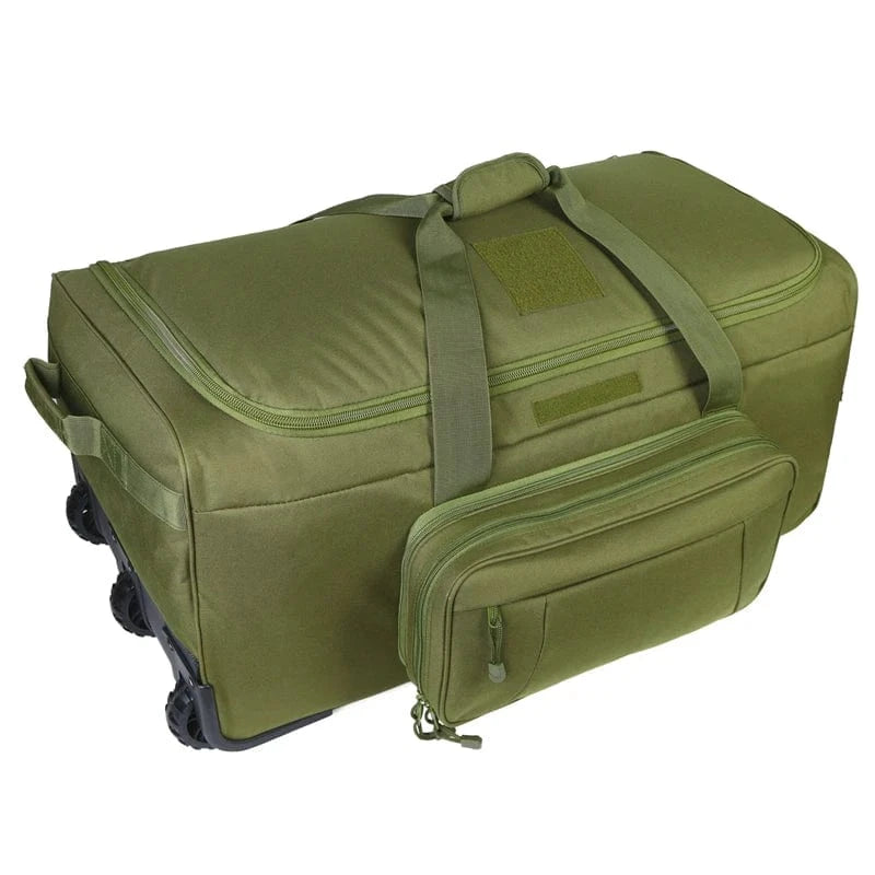 Large Capacity Military Tactical Travel Bag Wheeled Deployment Trolley Duffel Bag Heavy-Duty Camping Hiking Running Trekking army green / CHINA