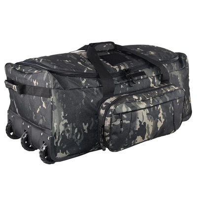 Large Capacity Military Tactical Travel Bag Wheeled Deployment Trolley Duffel Bag Heavy-Duty Camping Hiking Running Trekking black multicam / CHINA